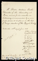 Secchi, Angelo: certificate of election to the Royal Society