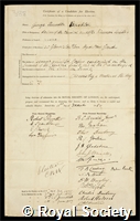 Buckton, George Bowdler: certificate of election to the Royal Society