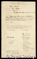 Marcet, William: certificate of election to the Royal Society