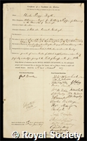 Smyth, Charles Piazzi: certificate of election to the Royal Society
