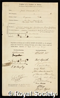 Whitworth, Sir Joseph: certificate of election to the Royal Society