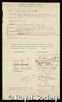 Humphry, Sir George Murray: certificate of election to the Royal Society