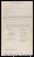 Maxwell, James Clerk: certificate of election to the Royal Society