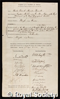 Shadwell, Sir Charles Frederick Alexander: certificate of election to the Royal Society