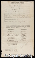Clarke, Alexander Ross: certificate of election to the Royal Society