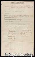 Dawson, Sir John William: certificate of election to the Royal Society