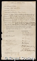 Simpson,  Maxwell: certificate of election to the Royal Society