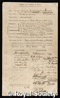Fergusson, James: certificate of election to the Royal Society