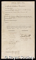 Merrifield, Charles Watkins: certificate of election to the Royal Society