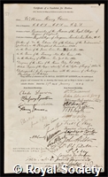 Flower, Sir William Henry: certificate of election to the Royal Society