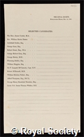 Selected Candidates: certificate of election to the Royal Society