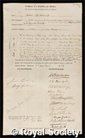 McDonnell, Robert: certificate of election to the Royal Society