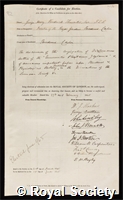 Thwaites, George Henry Kendrick: certificate of election to the Royal Society