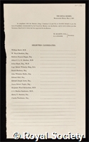 Selected Candidates: certificate of election to the Royal Society