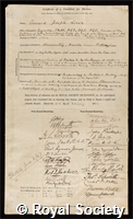 Lowe, Edward Joseph: certificate of election to the Royal Society