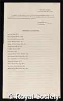 Selected Candidates: certificate of election to the Royal Society