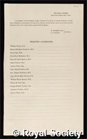 Selected Candidates: certificate of election to the Royal Society