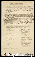 Armstrong, Sir Alexander: certificate of election to the Royal Society