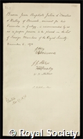 Omalius d'Halloy, Jean Baptiste Julien d': certificate of election to the Royal Society