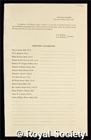 Selected Candidates: certificate of election to the Royal Society