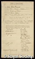 Howard, John Eliot: certificate of election to the Royal Society
