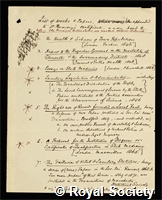 Rumsey, Henry Wyldbore: certificate of election to the Royal Society