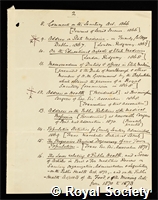 Rumsey, Henry Wyldbore: certificate of election to the Royal Society