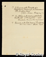 Rumsey, Henry Wyldbore: certificate of election to the Royal Society