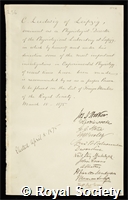 Ludwig, Carl Friedrich Wilhelm: certificate of election to the Royal Society