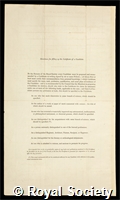 Bennett, Sir James Risdon: certificate of election to the Royal Society