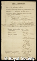 Roberts-Austen, Sir William Chandler: certificate of election to the Royal Society