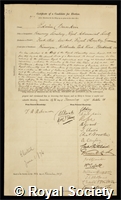 Dunkin, Edwin: certificate of election to the Royal Society