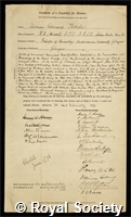 Thorpe, Sir Thomas Edward: certificate of election to the Royal Society