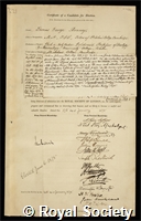 Bonney, Thomas George: certificate of election to the Royal Society