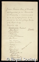 Stas, Jean-Servais: certificate of election to the Royal Society