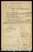 Blanford, Henry Francis: certificate of election to the Royal Society