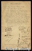 Godwin-Austen, Henry Haversham: certificate of election to the Royal Society