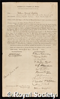 Ayrton, William Edward: certificate of election to the Royal Society