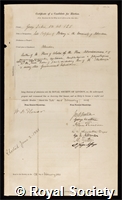 Dickie, George: certificate of election to the Royal Society