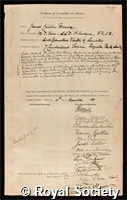 Crichton-Browne, Sir James: certificate of election to the Royal Society