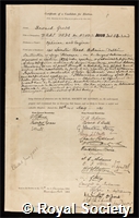 Grubb, Sir Howard: certificate of election to the Royal Society