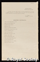 Selected Candidates: certificate of election to the Royal Society