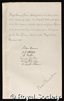 Cornu, Alfred Marie: certificate of election to the Royal Society