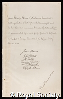 Dana, James Dwight: certificate of election to the Royal Society