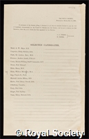 Selected Candidates: certificate of election to the Royal Society