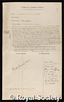 Common, Andrew Ainslie: certificate of election to the Royal Society