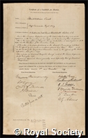 Creak, Ettrick William: certificate of election to the Royal Society