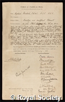 Meldola, Raphael: certificate of election to the Royal Society
