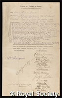 Gowers, Sir William Richard: certificate of election to the Royal Society
