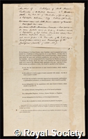Grey, Thomas de 6th Baron Walsingham: certificate of election to the Royal Society